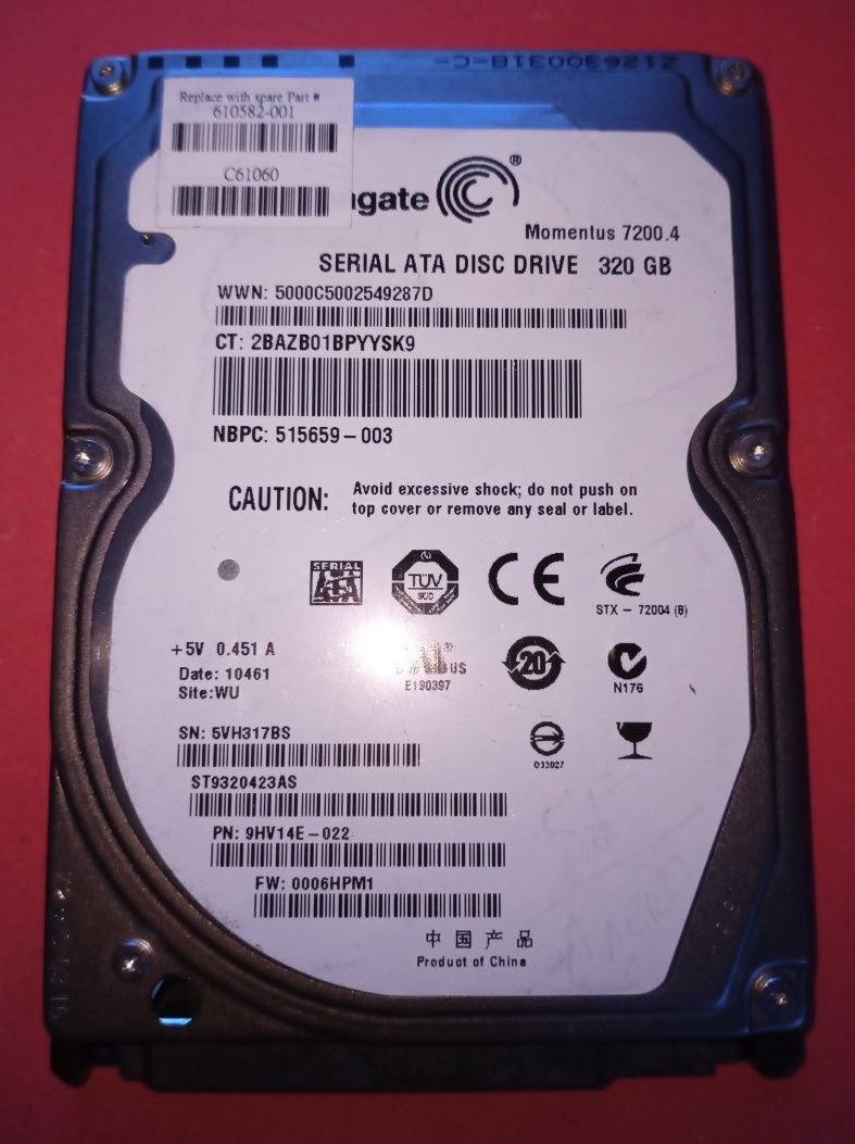 Рабочий жёсткий диск Seagate 320 Гб 2,5