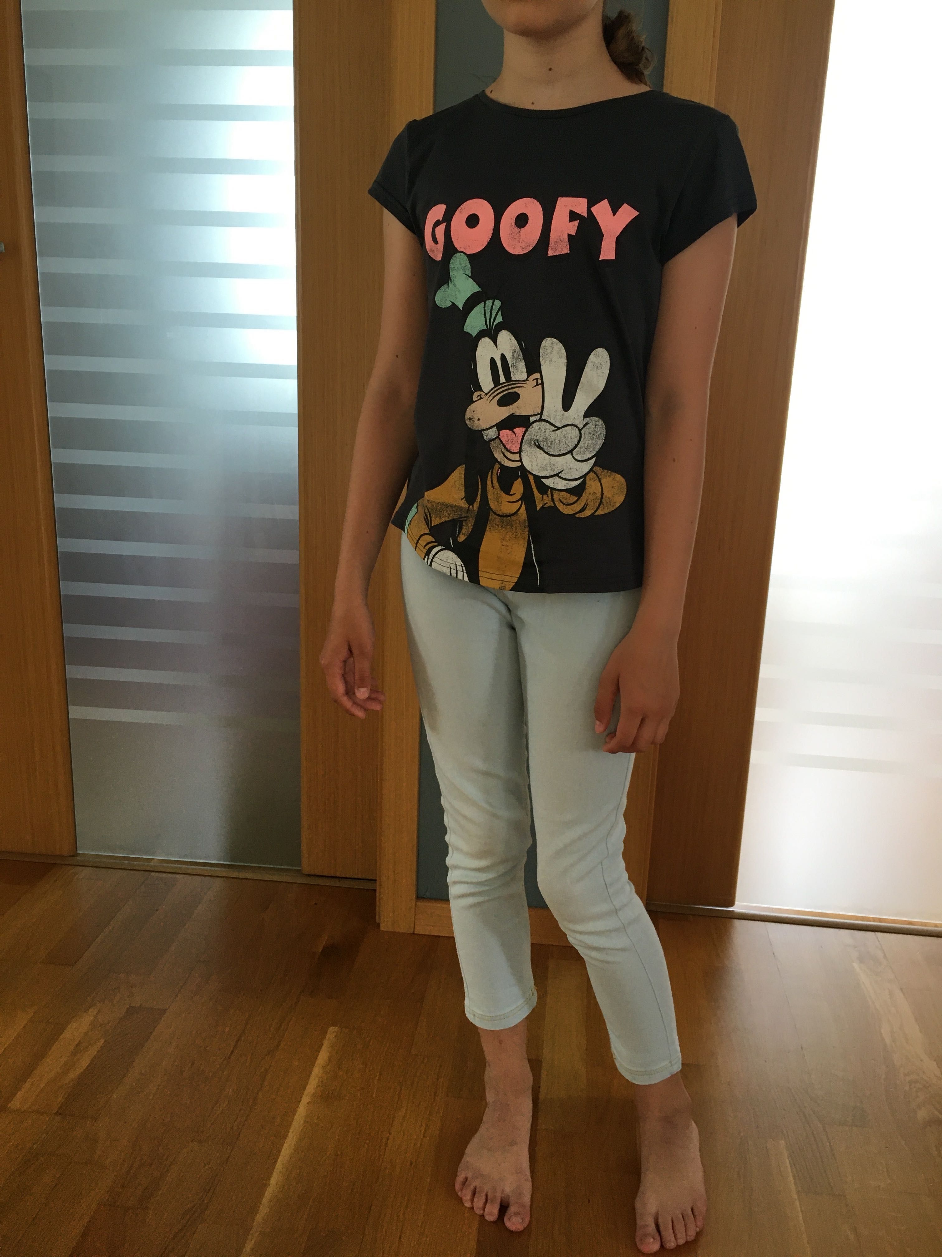 Elegancki Zestaw Koszulki H&M goofy mickey t- shirt, spodnie 7/8 r.146