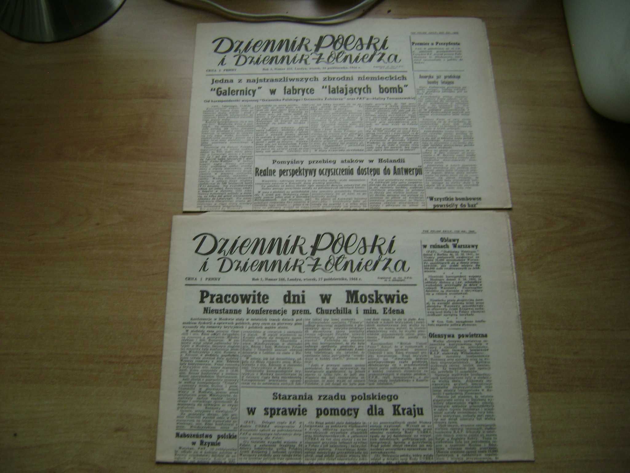 Starocie z PRL - Militaria = Gazety 1944r. Zestaw 15 sztuk Faksymile