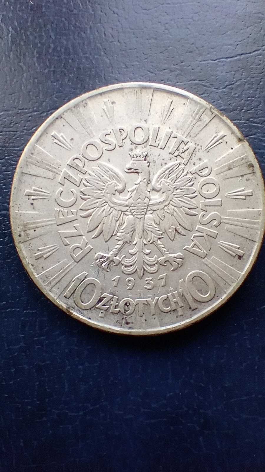 Stare monety 10 złotych 1937 Piłsudski 2RP srebro