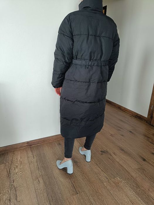 Kurtka zimowa czarna ocieplana duża 48 4XL Bonprix długa