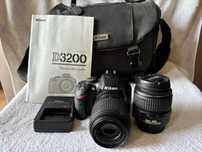 lustrzanka Nikon D3200 o rozdzielczości 24,2 MP z dwoma obiektywami