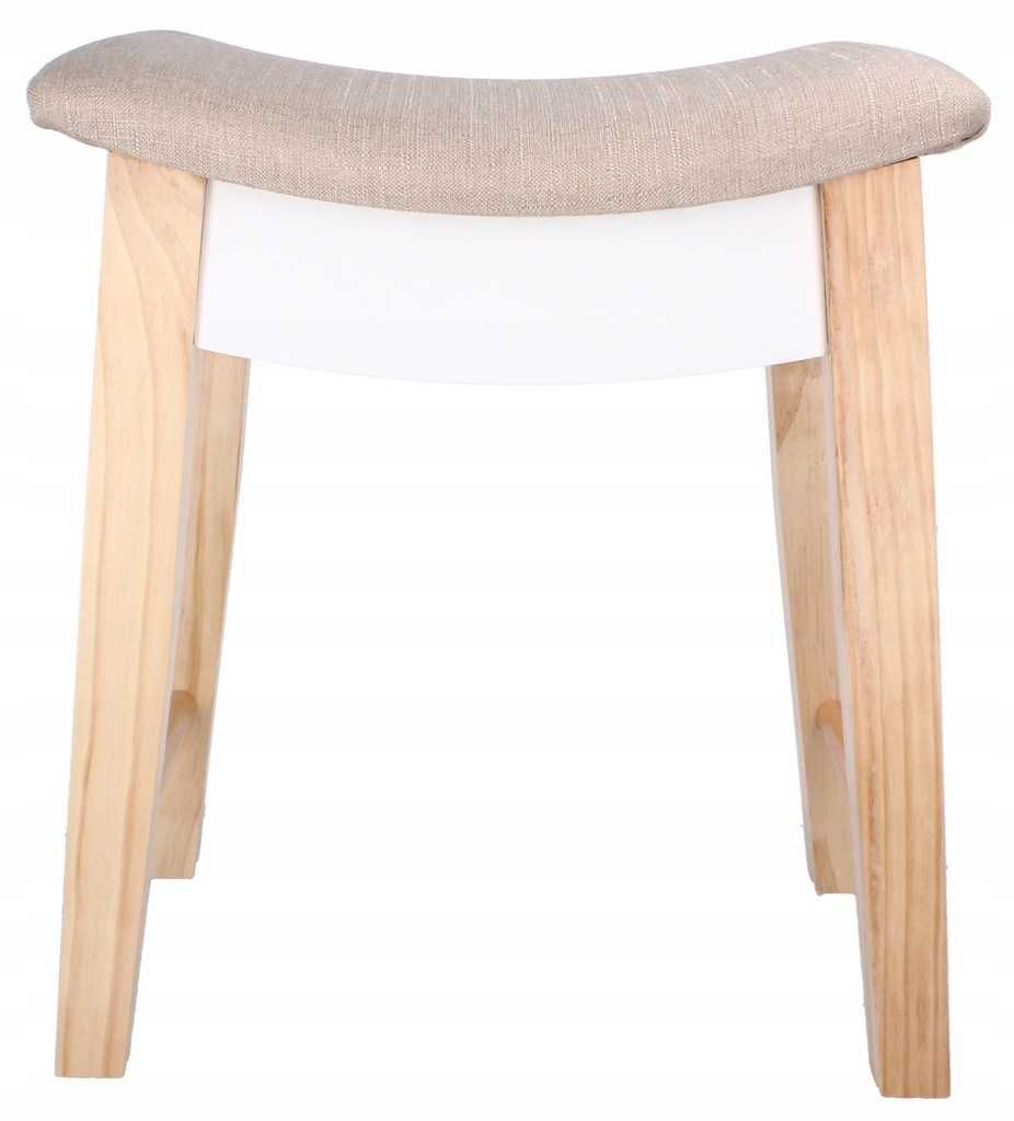 Taboret stołek do toaletki krzesło beżowe drewno PHO5889