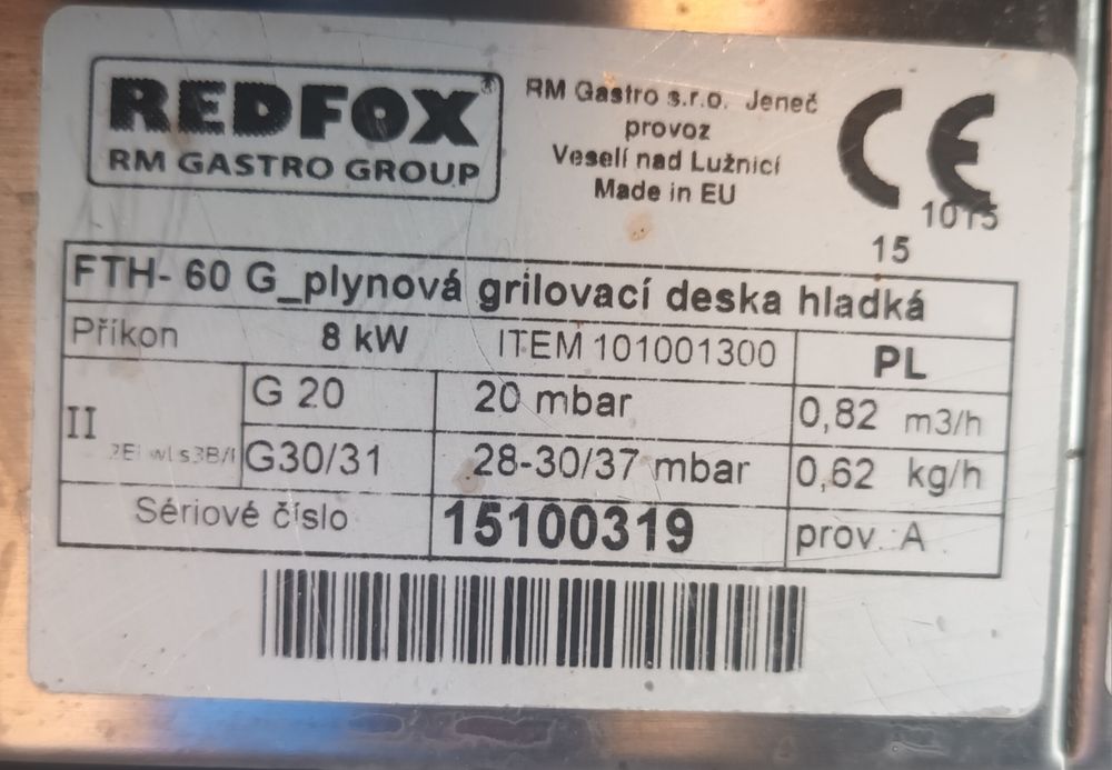 Płyta grillowa gazowa ze stali nierdzewnej gładka 8 kW inox,Redfox