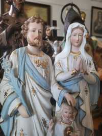 Sygnowana porcelanowa figurka Święta Rodzina biskwit Maryja Jezus Józe