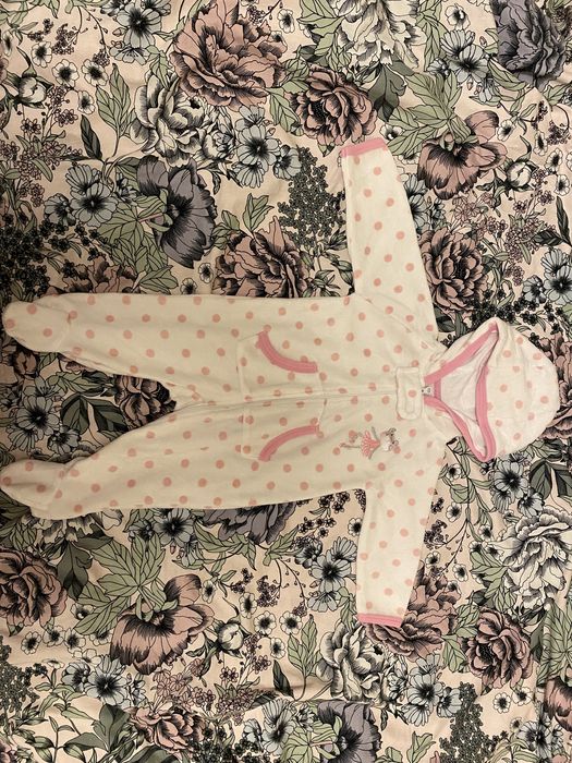 Ciepłe śpioszki dziewczęce - kropki - 68