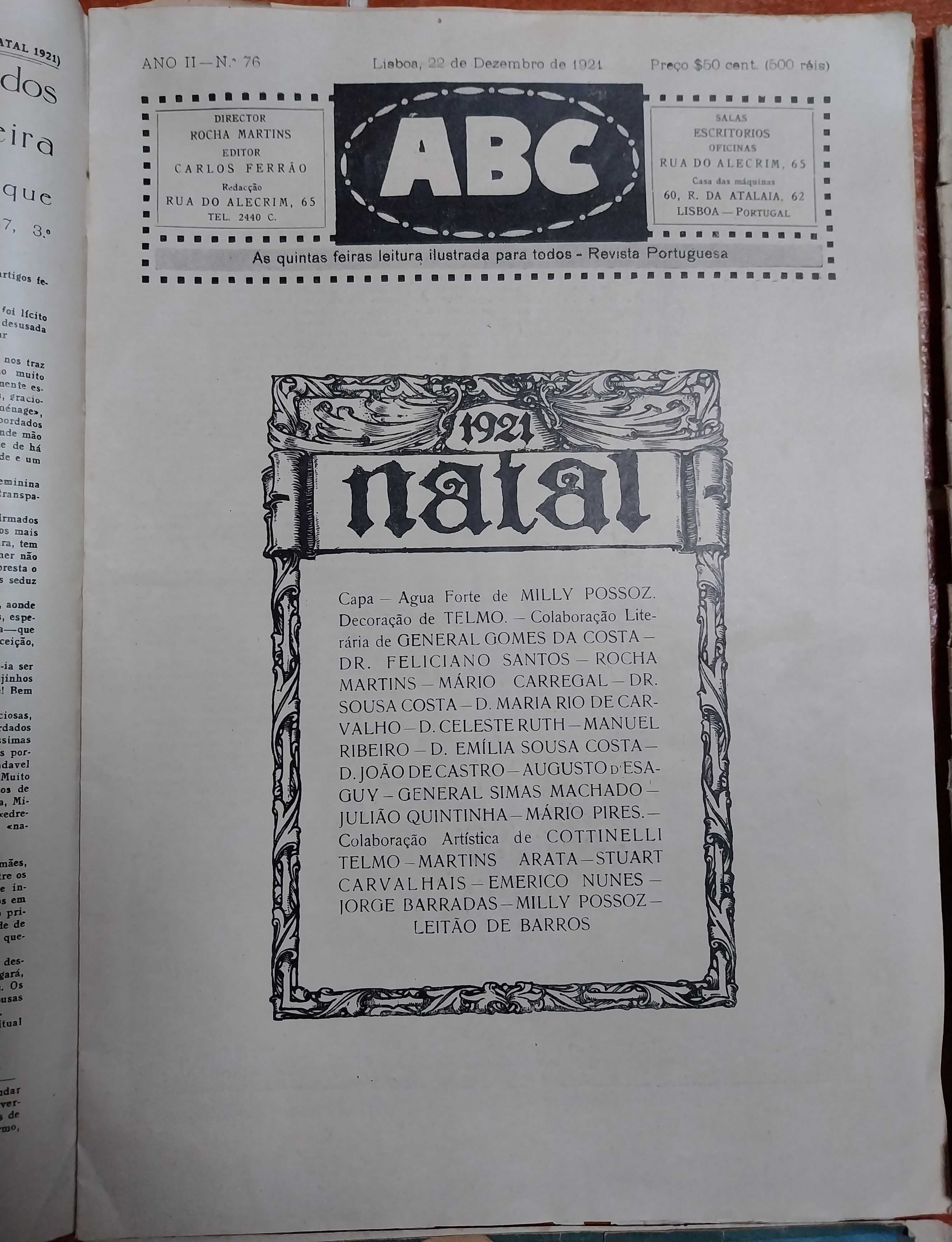 revistas: ABC - Revista portuguesa (cinco edições, 1921 e 1922)