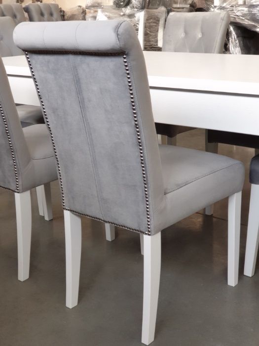 Krzesło glamour pikowane szare białe  tapicerowane PRODUCENT PROMOCJA!
