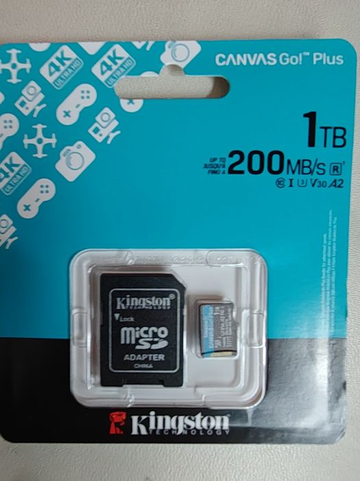 Cartão de memória microsd 1 TB NOVO A2 v30 kingston