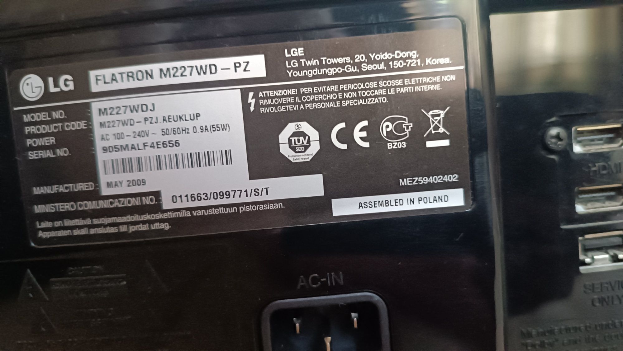 Monitor/TV LG 60Hz