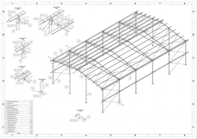 12m x 20m elementy Konstrukcji stalowa magazynu hali wiaty budynek