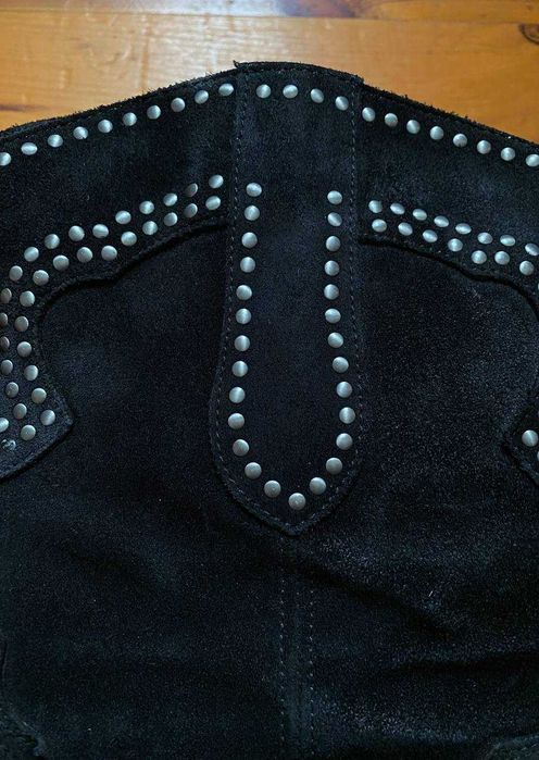 Замшеві чорні жіночі казаки черевики сапоги