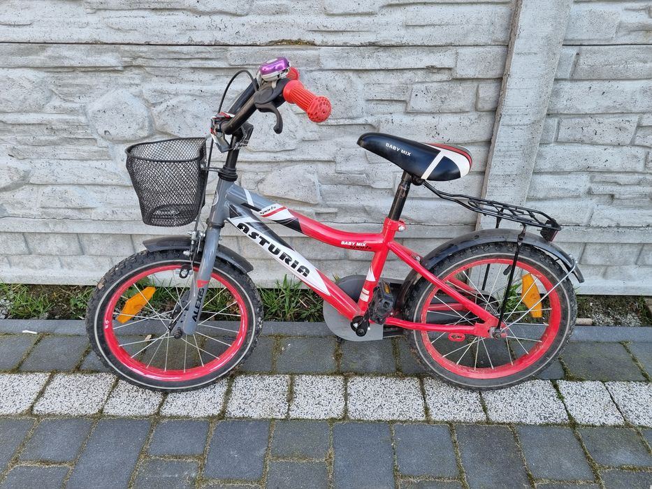 Rower bmx 16'' koszyk bagażnik kółka boczne