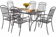 Stół ogrodowy 160X80cm z krzesłami 6 sztuk Czarny metalowy BOLONIA
