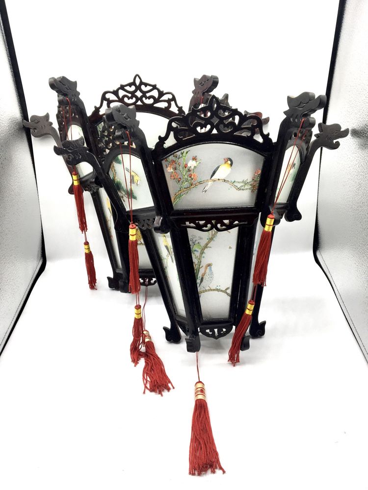 Par de apliques candeeiros antigos chineses oriental