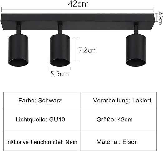 ZMH lampa sufitowa LED czarnyreflektor sufitowy