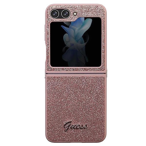 Etui Guess Glitter Script na Samsung Galaxy Z Flip 5 - różowe