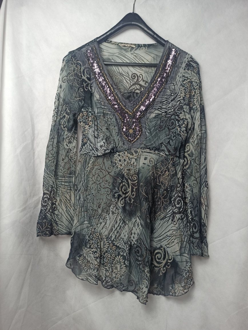 Alternative pattern Ethereal Grey sequin blouse bluzka sukienka