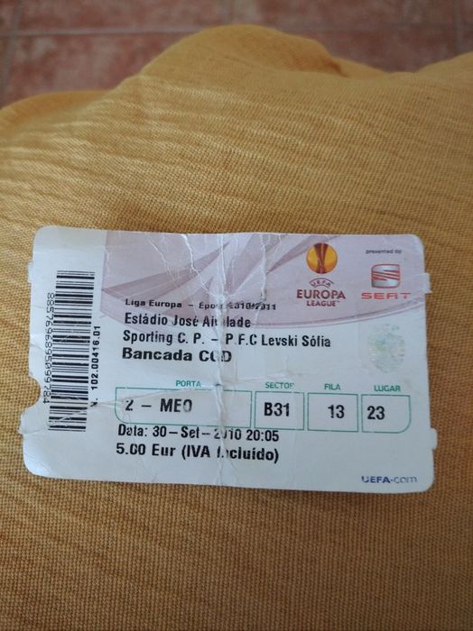 Bilhete antigo do Sporting da Liga Europa