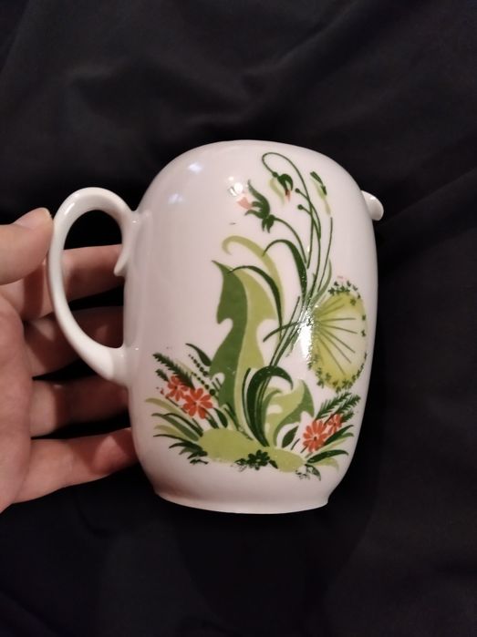 Молочник пфз одуванчик фарфоровый из сервиза с рисунком цветочек