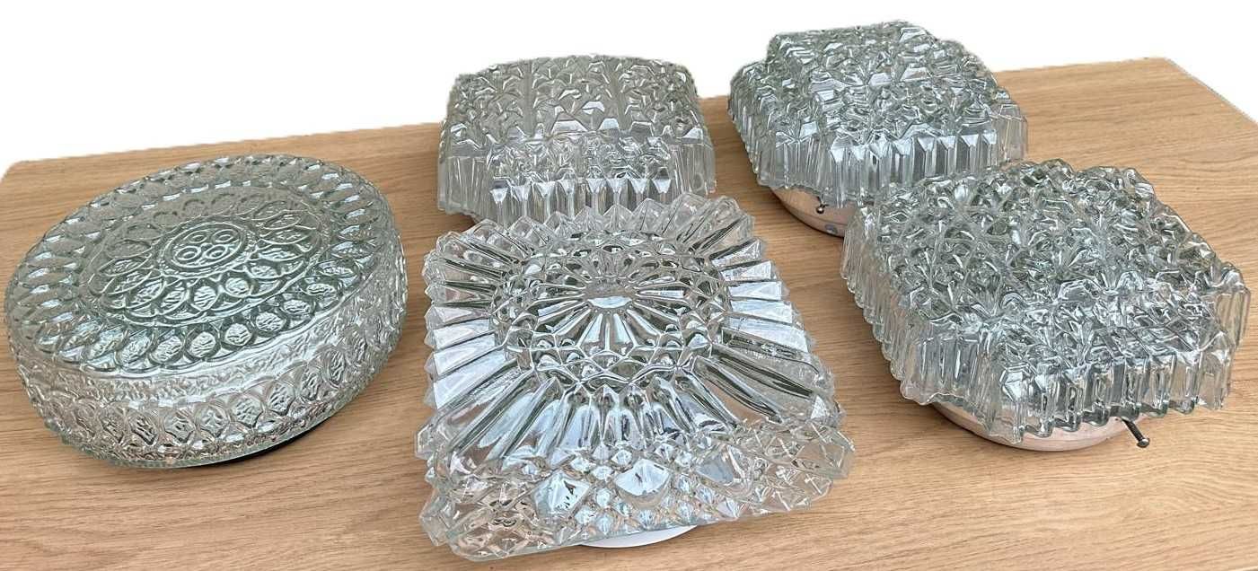 Plafons antigos em vidro martelado, anos 40, iluminação de teto