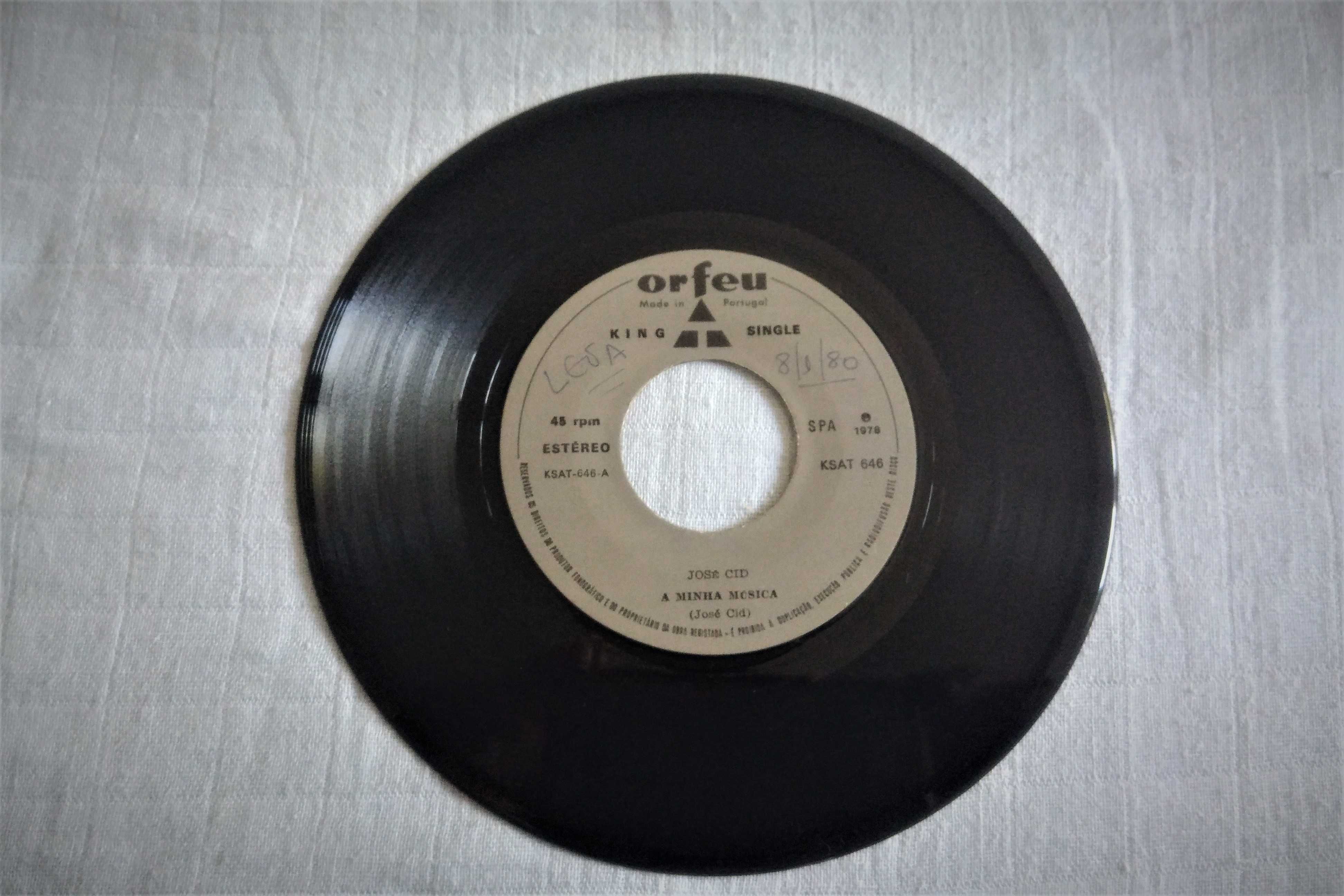 Disco vinil single A minha música, José Cid, 1978