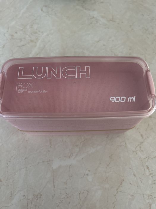 Ланч- бокс триярусний, рожевий