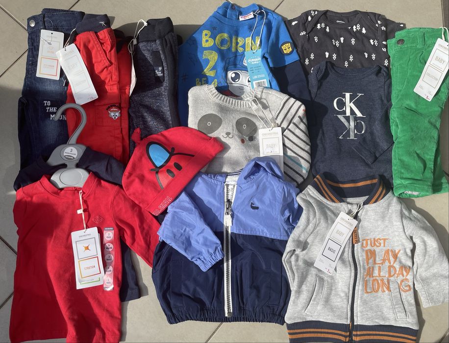 Zestaw ubranek dla chlopczyka 3-6 M jesień 13 sztuk +gratisy
