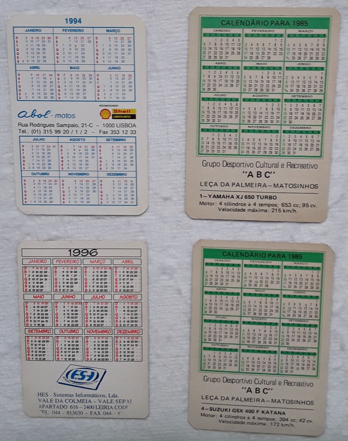Calendários de bolso - Tema: Motos