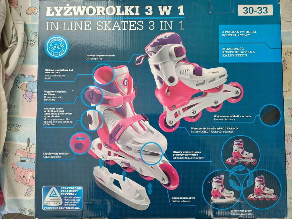 Łyżworolki 3 w 1 rozmiar 30 33