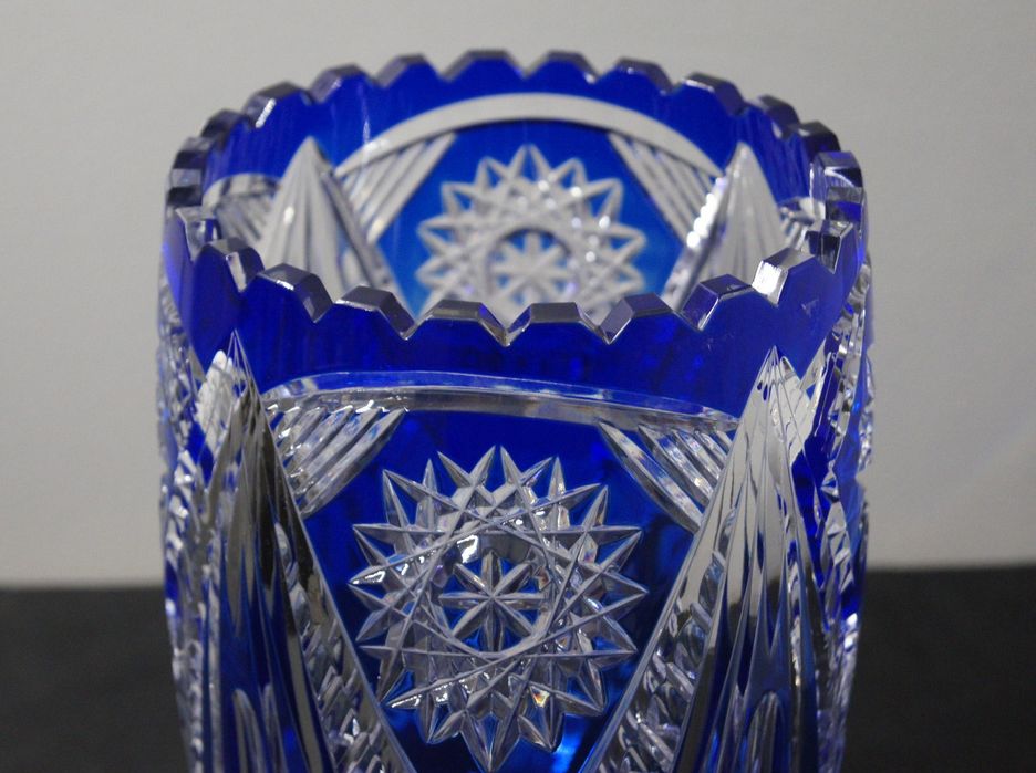 Wazon kobalt kryształ lata 70 duży