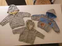 Bluzy niemowlęce z kapturem, rozmiar 68, sztuk 3