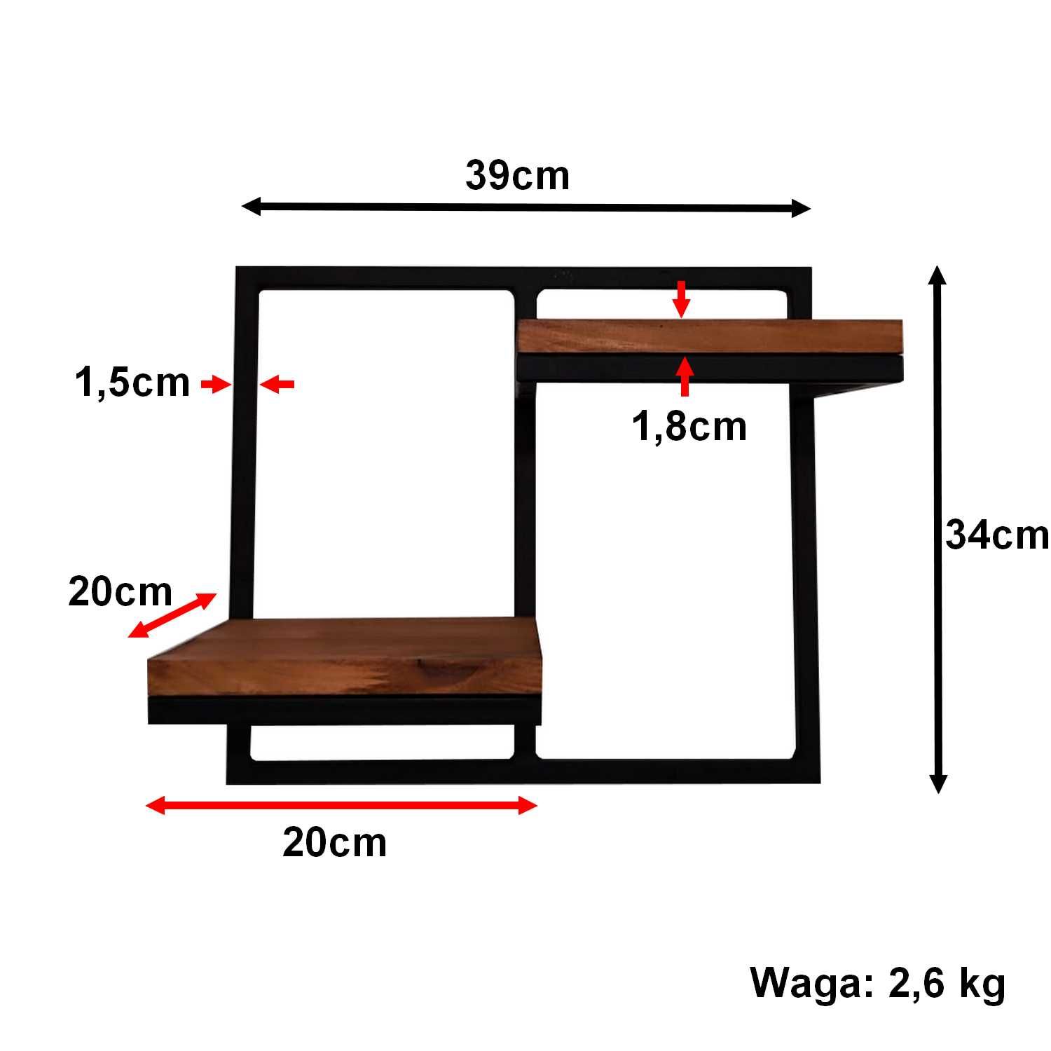 Kwietnik ozdobny ścienny półka loft metal drewno - podwójny