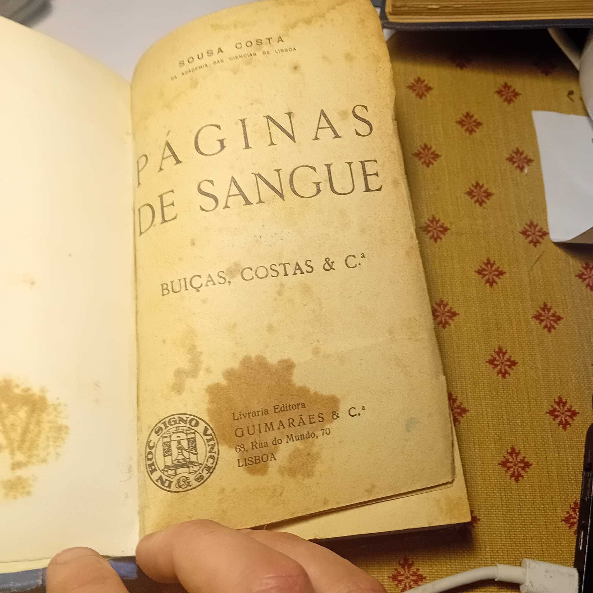 Páginas de Sangue, Sousa Costa (1ª ed., encadernado)