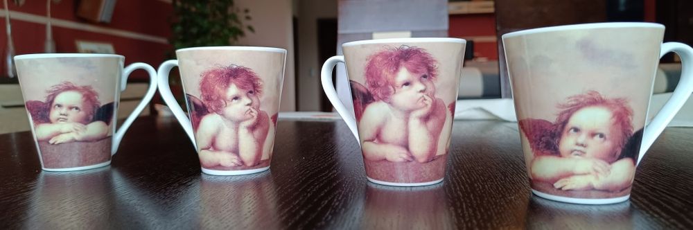 4 kubki z motywem anioła