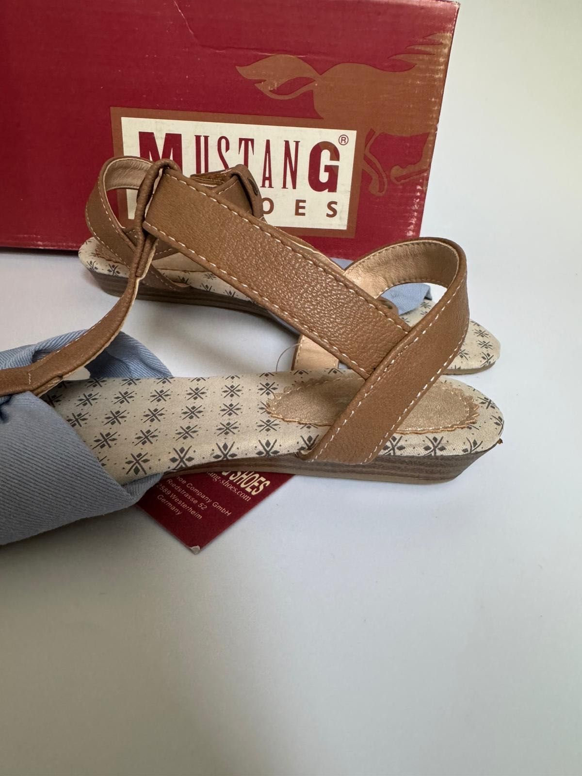 Nowe sandały dziewczęce MUSTANG SHOES brązowe niebieskie 34