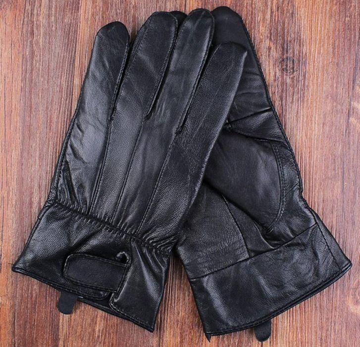 Шкіряні чоловічі перчатки на флісі