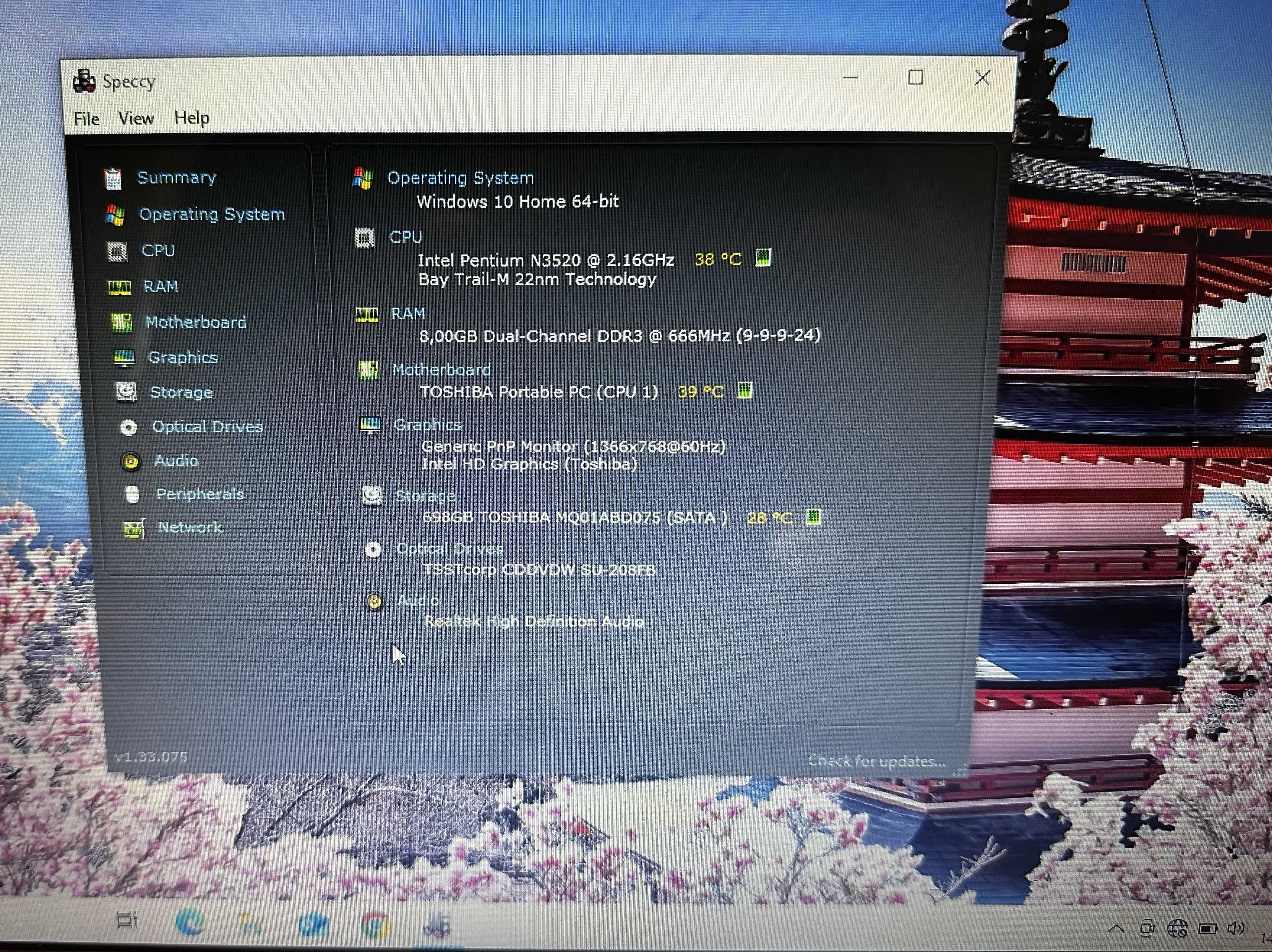 Laptop Toshiba C50 15,6"  windows 10,  8GB ram