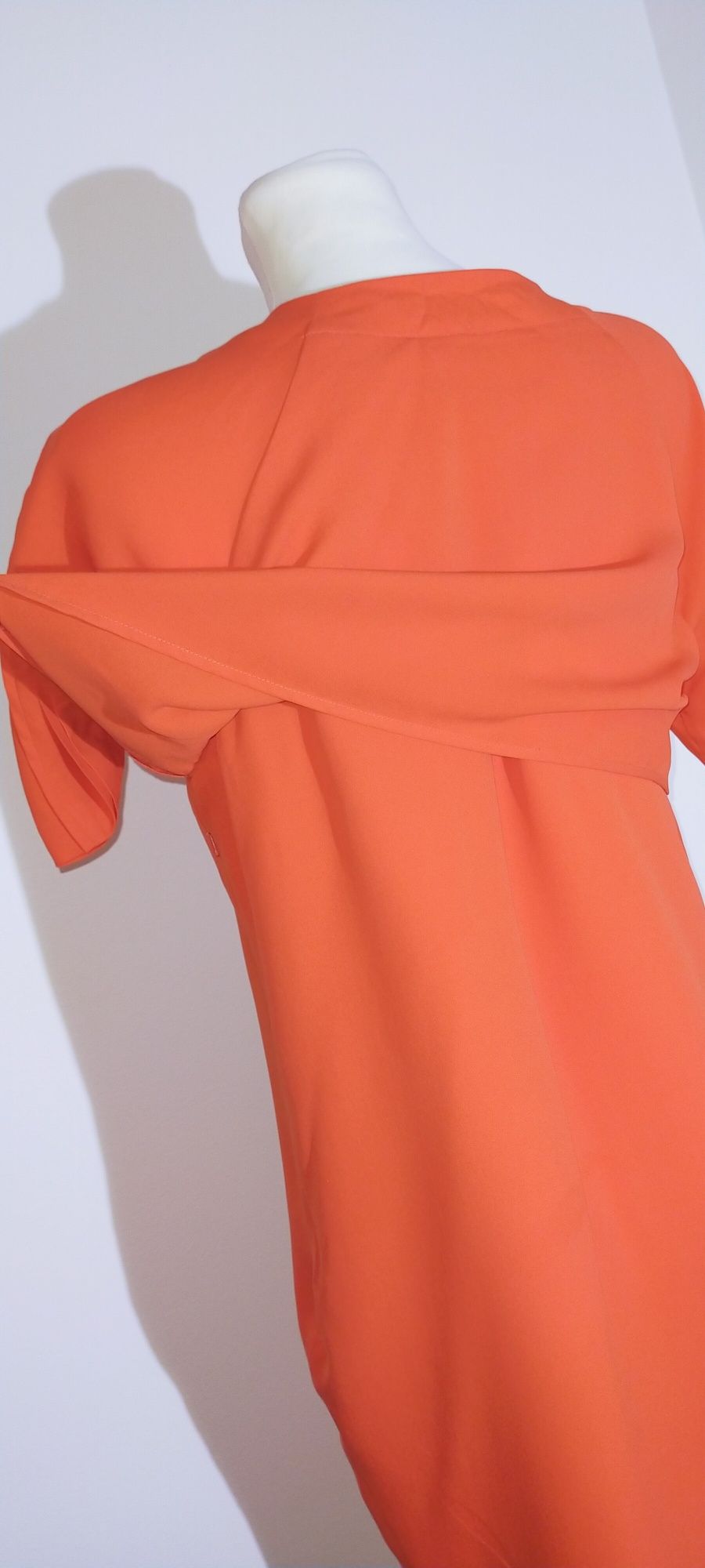 Sukienka prosta krótki rękaw 36 S 38 M 40 L pomarańczowa wesele