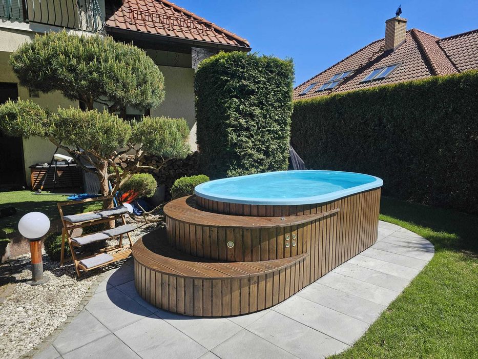 Basen owalny wolnostojący filtr piaskowy LED pompa ciepła piana WI FI