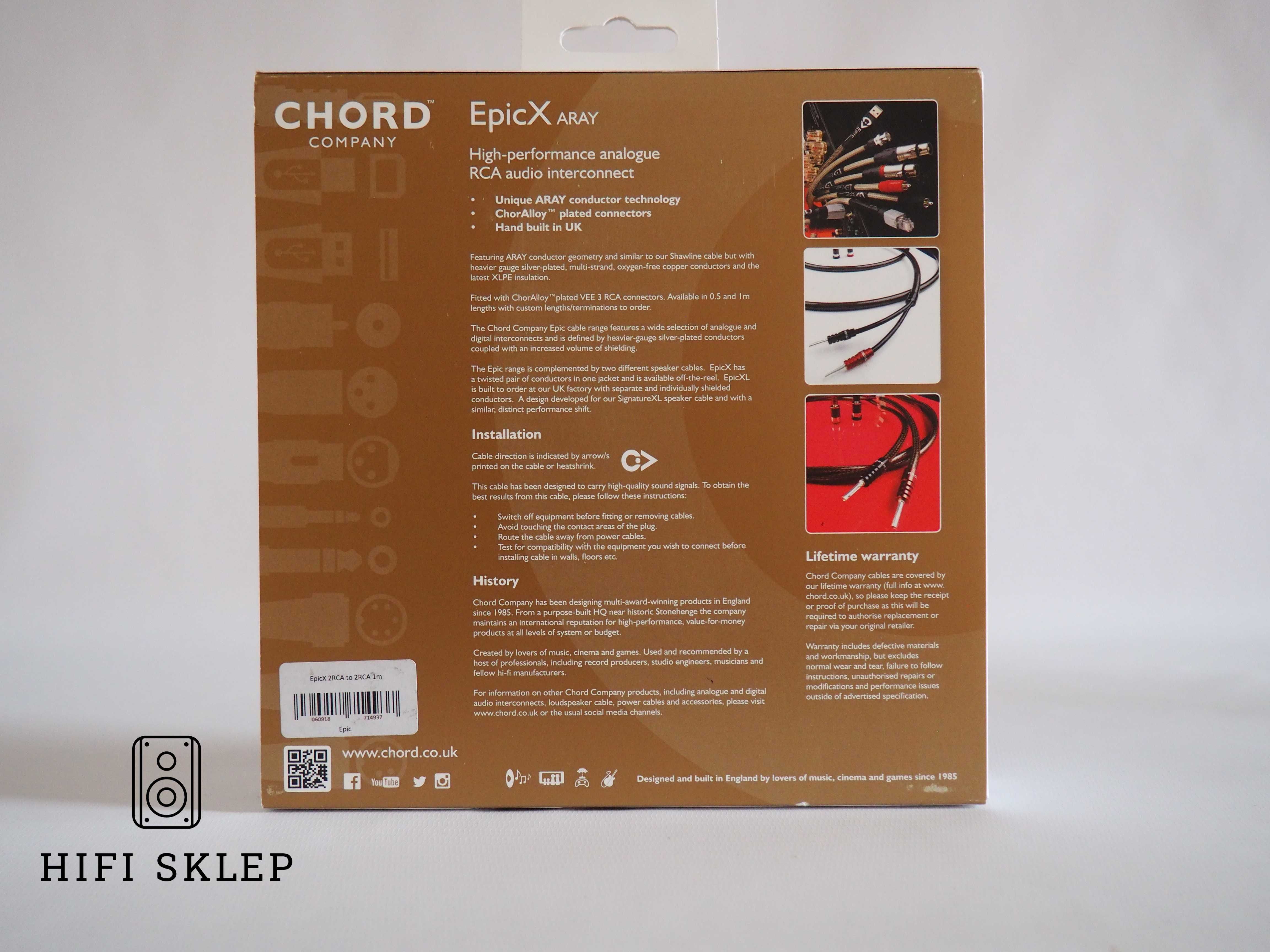 Chord EPIC X - Interkonekt stereo RCA - 1,0M -DEMO !!!