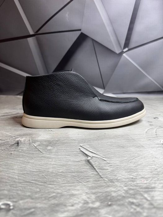 Ботинки Зимние ЛОФЕРЫ мужские кожаные LORO PIANA Leather! КОЖА + МЕХ!