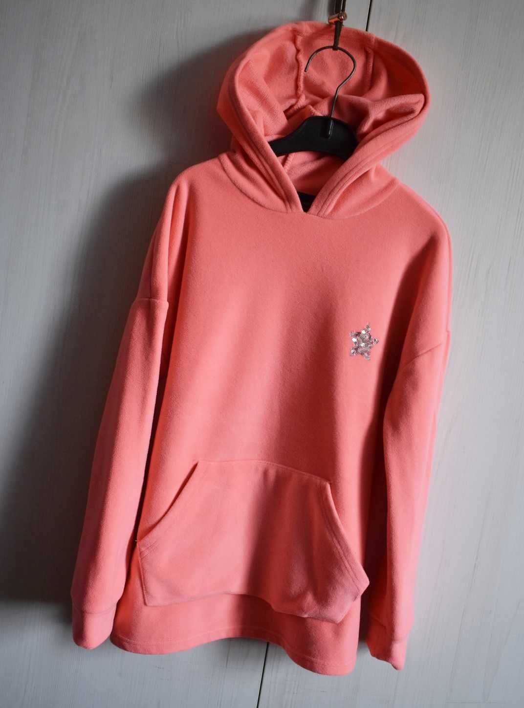 Bluza polarowa 134 140 z polaru ciepła z kapturem polar ciepła morelow