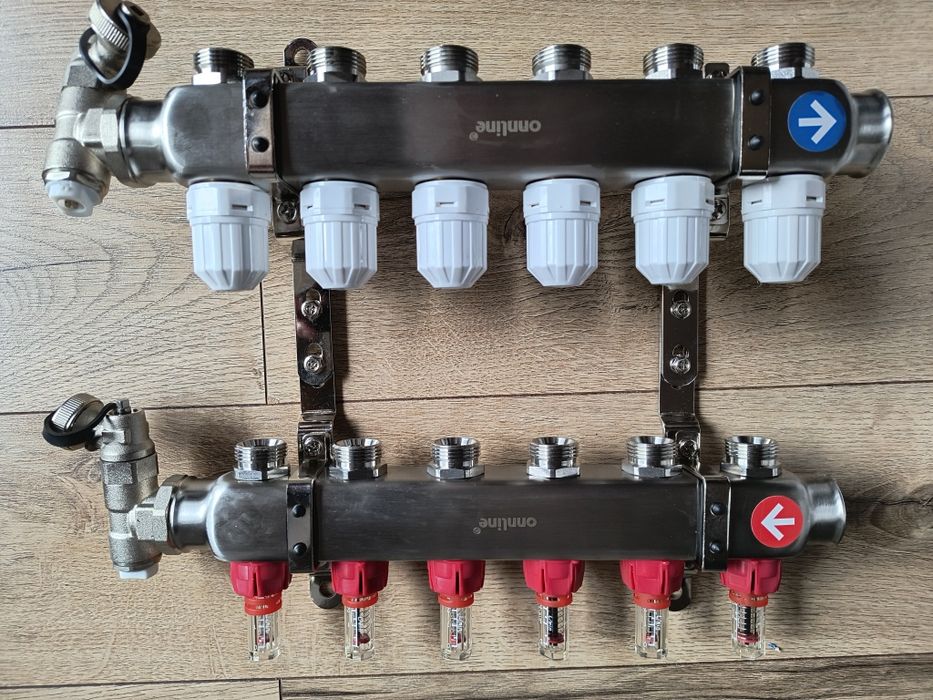 Rozdzielacz 6 sekcji INOX z rotametrami Vesbo