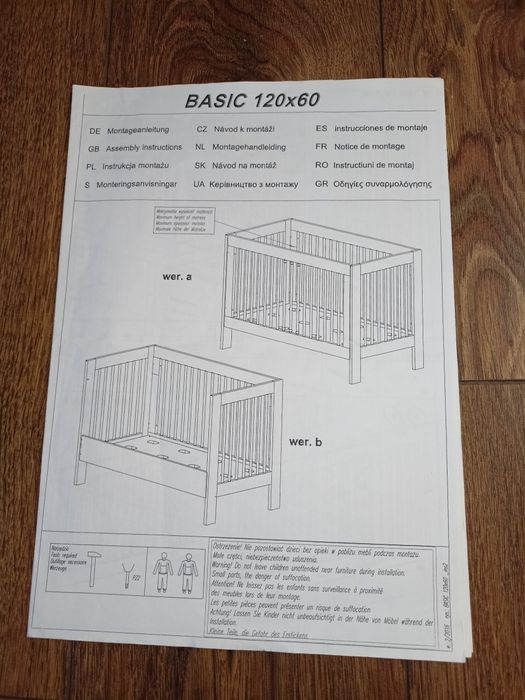 Łóżeczko 120x60 Pinio Basic
