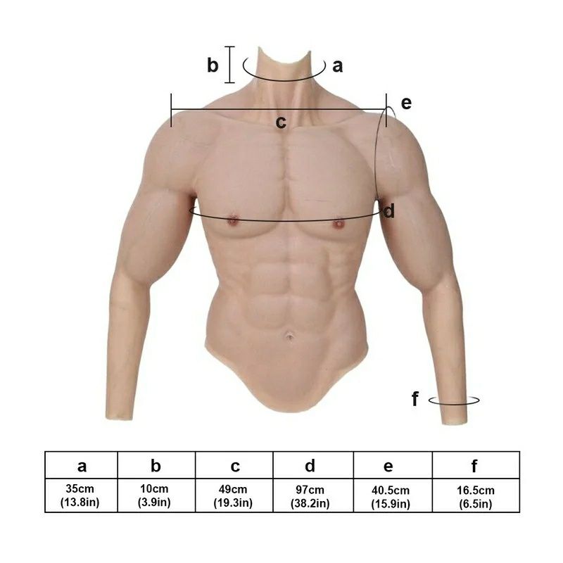 Tronco e Braços Musculados Falsos em Silicone