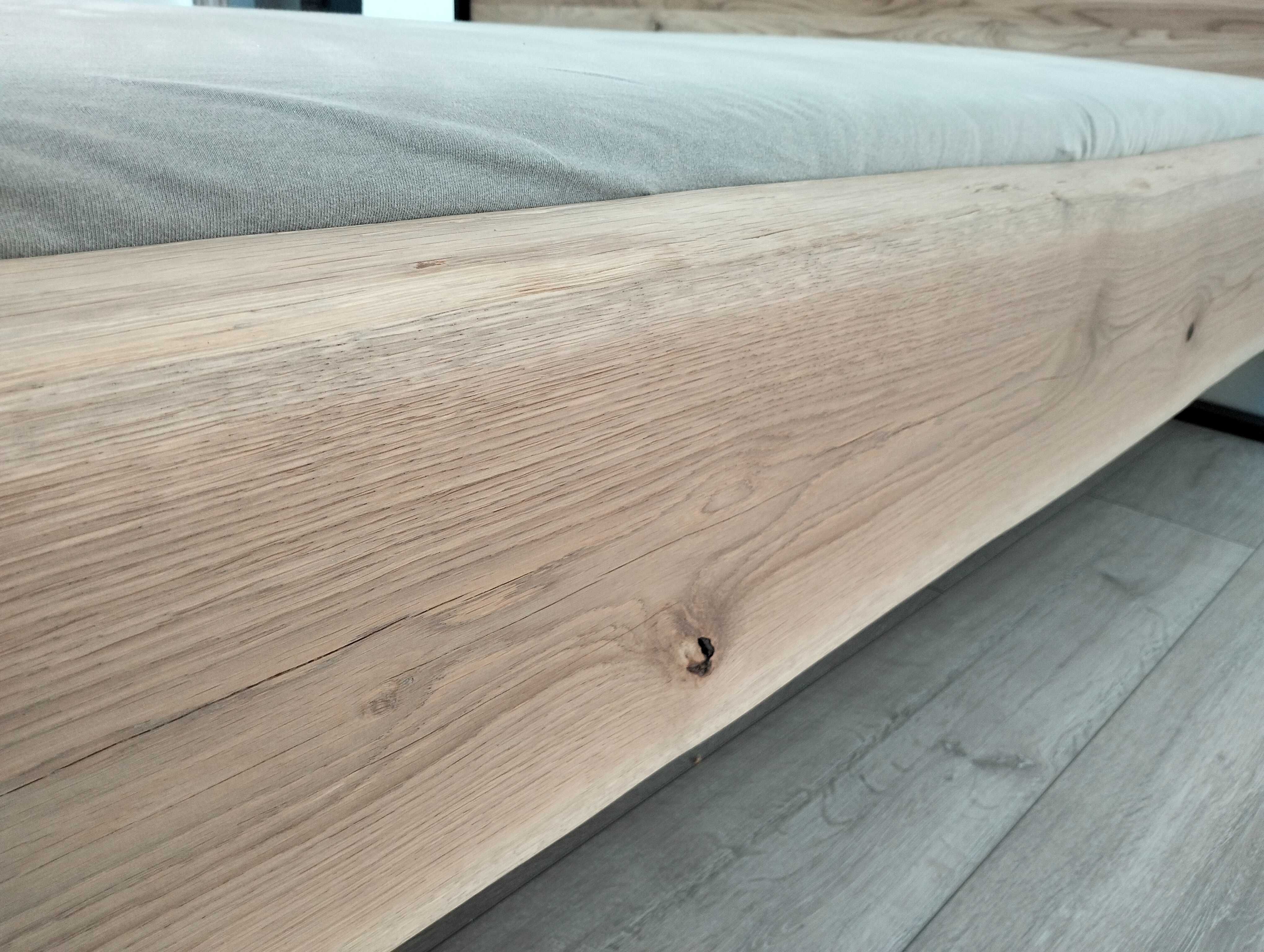 Drewniane łóżko dębowe LOFT,  160/180x200 z stelażem, industrialne
