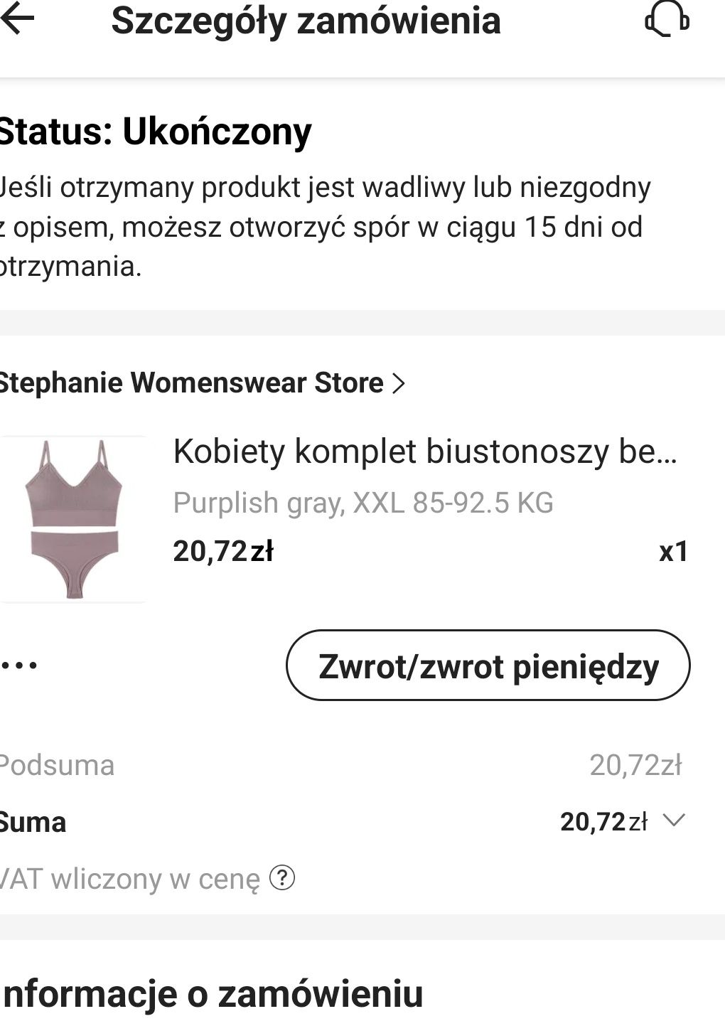 Zestaw dwuczęściowy bielizny NOWY M/L