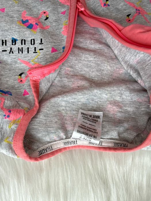 Rampersy kombinezon piżama szaro różowa na suwak rozmiar 86/92