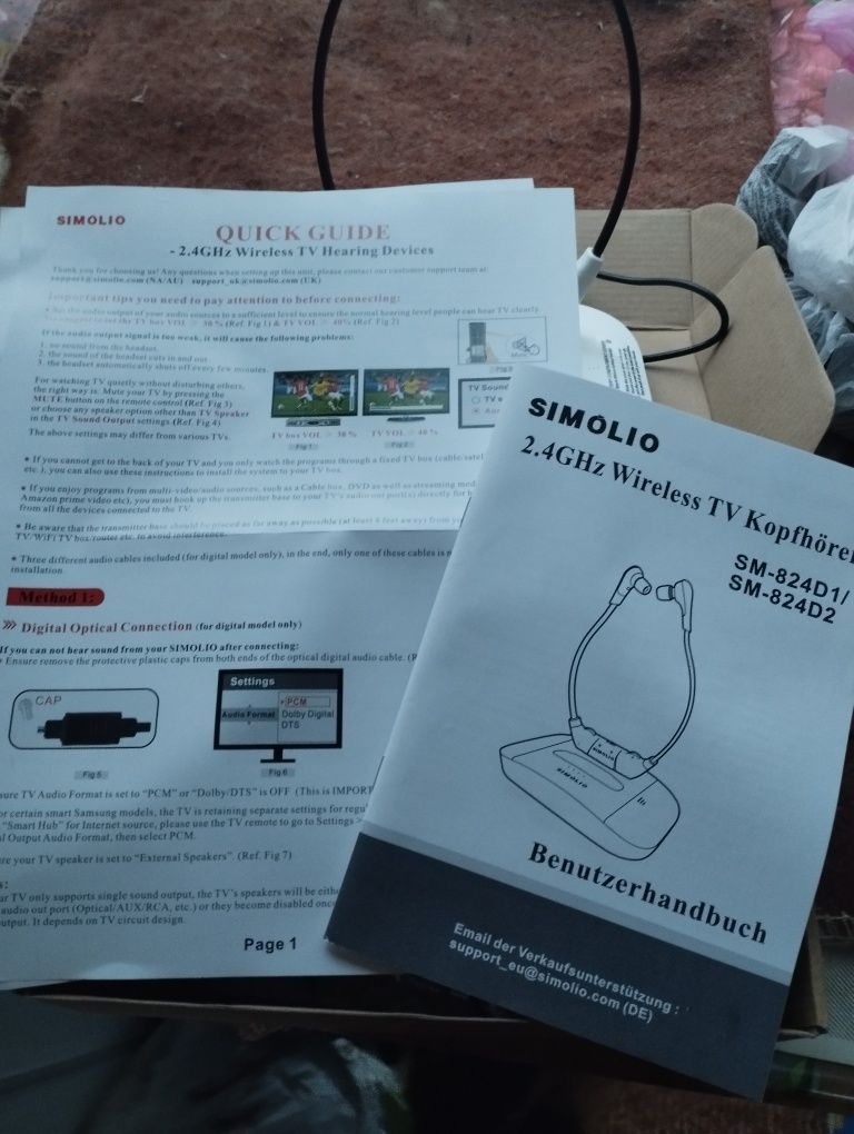 Simolio 2.4Ghz Digital Wireless TV Headset